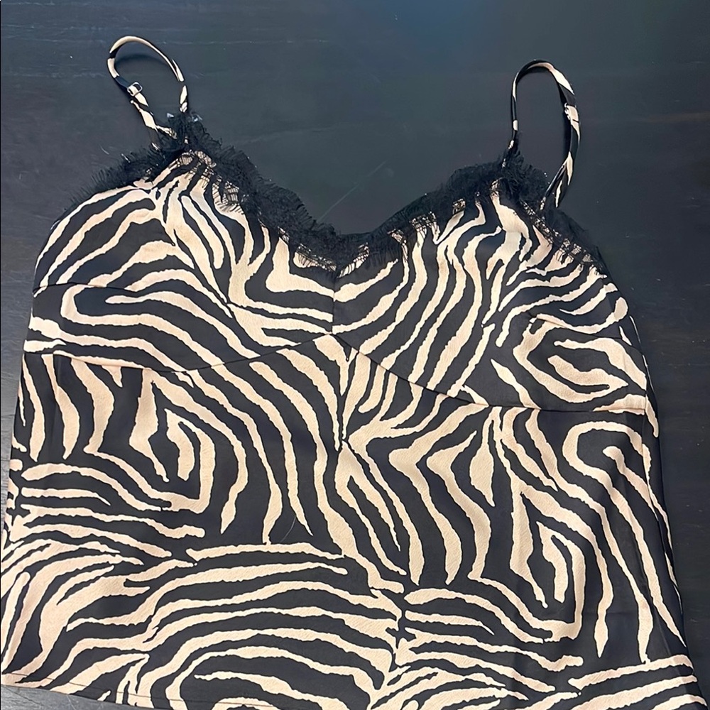 Lucy Paris Black and White Zebra Print Crop Top